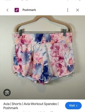 Avia Women's Floral Print Athletic Shorts — Pink, Blue & White Xs